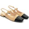 C.Paravano Square Toe Slingback Sandals for Women | Women’s Slingback Flats | Sandals for Women | Block Heel Slingback | Closed Toe Sandals Women(Beige-f11n)