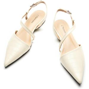 C.Paravano Flats for Women | Pointed Toe Flats | Slingback Shoes for Women | Pointed Toe Sandals | Casual Shoes(Off-white)