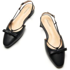 C.Paravano Women’s Slingback Dress Shoes | Slingback Flats for women | Sandals Women Flat | Comfortable Casual Flat Shoes(Black)