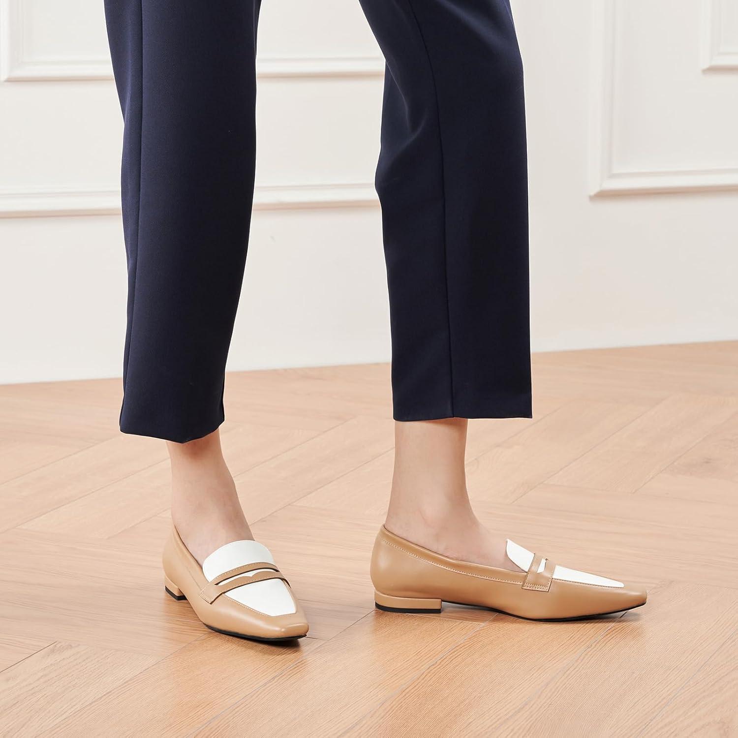 imageCParavano Loafer Women Penny Loafers Flat Shoes for Women Slip On Shoes CrocodileEmbossedBbeige