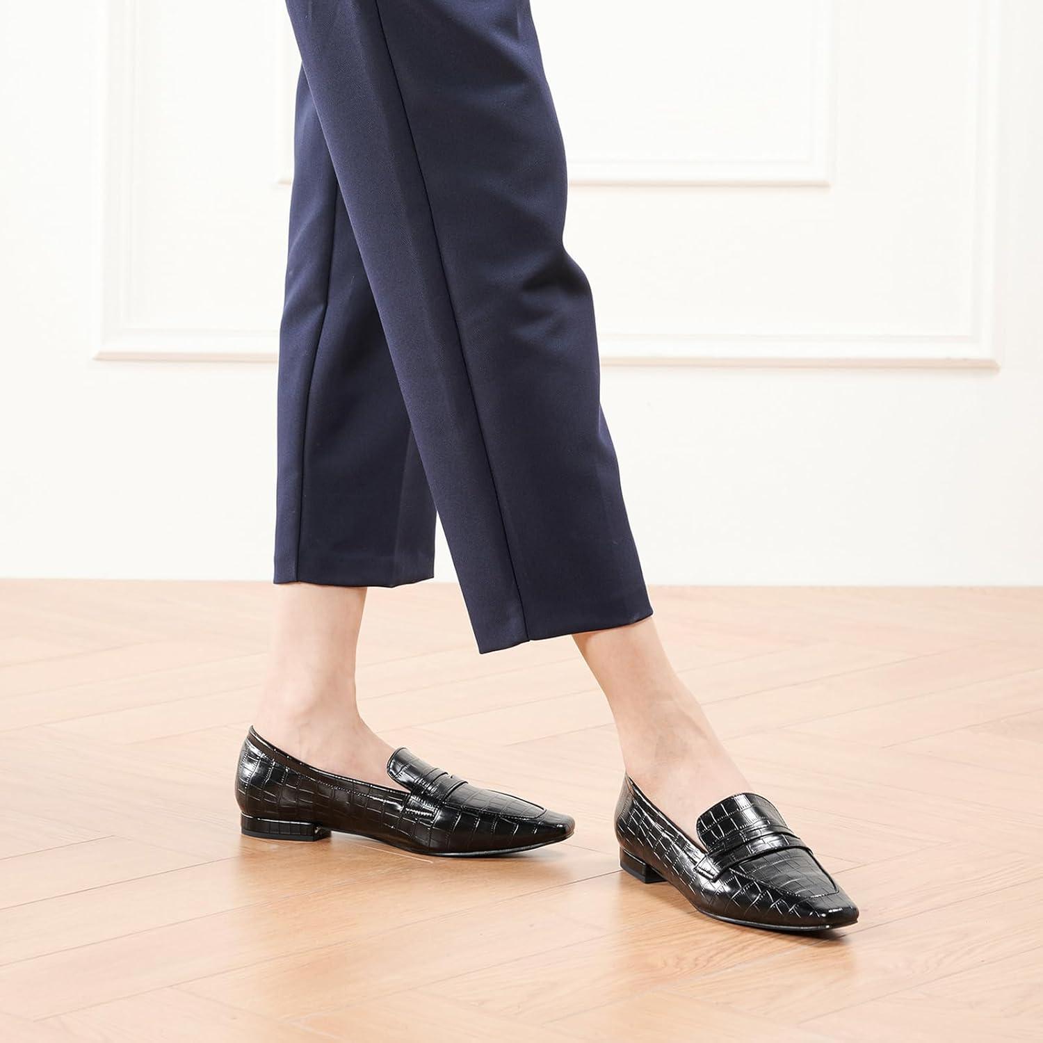 imageCParavano Loafer Women Penny Loafers Flat Shoes for Women Slip On Shoes CrocodileEmbossedCblack