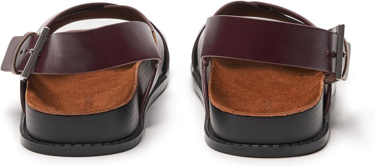 imageCParavano Women Sandals Womens Slide Sandals Comfortable Dressy Flat Sandals Sandals with Arch Support Adjustable Buckle Slip OnBurgundy