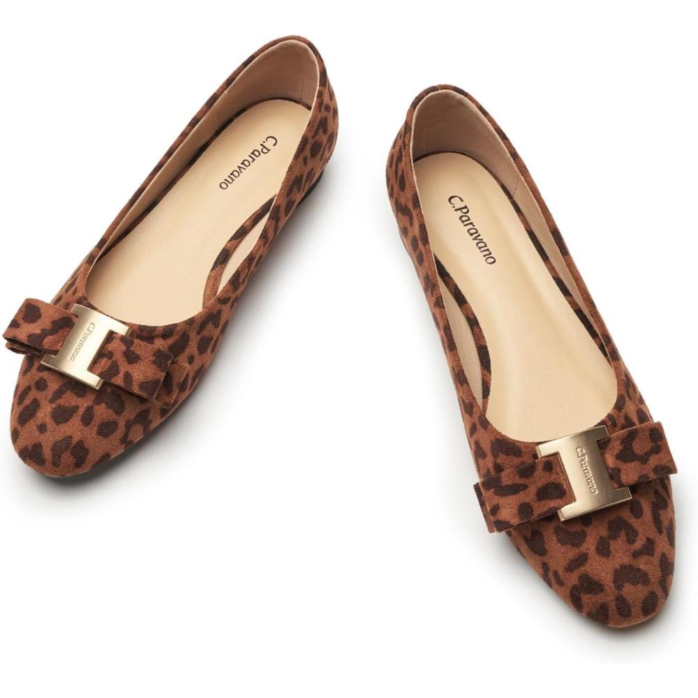 imageCParavano Flat Shoes for Women Womens Flats Ballet Flats Dress Shoes for WomenLeopard