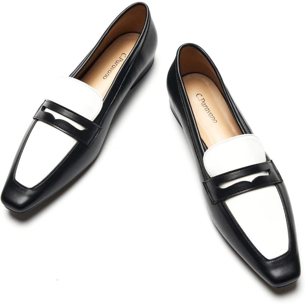 imageCParavano Loafer Women Penny Loafers Flat Shoes for Women Slip On Shoes CrocodileEmbossedBblack