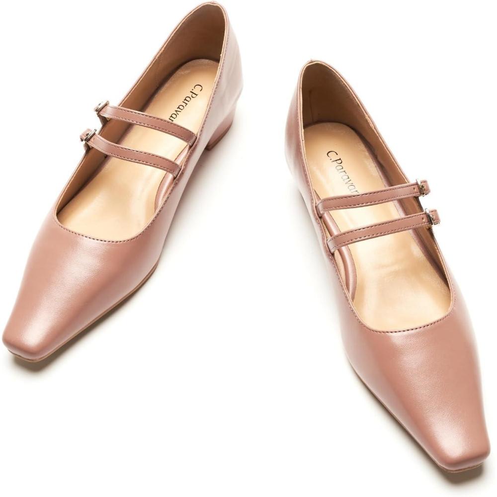 imageCParavano Mary Jane Flats Low Heel Dress Shoes Womens Pumps Work Shoes WomenPink