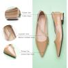 C.Paravano Crystal Chain Pointed Toe Flats Comfortable Party Dressy Shoes for Women Designer Shoes Women’s Flats(Flats-beige)