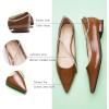 C.Paravano Crystal Chain Pointed Toe Flats Comfortable Party Dressy Shoes for Women Designer Shoes Women’s Flats(Flats-brown)