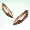 C.Paravano Crystal Chain Pointed Toe Flats Comfortable Party Dressy Shoes for Women Designer Shoes Women’s Flats(Flats-brown)