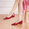 C.Paravano Crystal Chain Pointed Toe Flats Comfortable Party Dressy Shoes for Women Designer Shoes Women’s Flats(Flats-red)