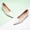 C.Paravano Crystal Chain Pointed Toe Flats Comfortable Party Dressy Shoes for Women Designer Shoes Women’s Flats(Flats-white)
