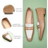 C.Paravano Loafer Women Penny Loafers Flat Shoes for Women Slip On Shoes Crocodile-Embossed(B-beige)