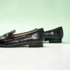C.Paravano Loafer Women Penny Loafers Flat Shoes for Women Slip On Shoes Crocodile-Embossed(C-black)