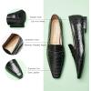 C.Paravano Loafer Women Penny Loafers Flat Shoes for Women Slip On Shoes Crocodile-Embossed(C-black)