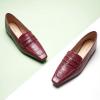 C.Paravano Loafer Women Penny Loafers Flat Shoes for Women Slip On Shoes Crocodile-Embossed(C-burgundy)