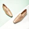 C.Paravano Loafer Women Penny Loafers Flat Shoes for Women Slip On Shoes Crocodile-Embossed(C-camel)