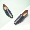C.Paravano Loafer Women Penny Loafers Flat Shoes for Women Slip On Shoes Crocodile-Embossed(C-navy)