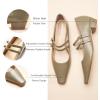 C.Paravano Mary Jane Flats | Low Heel Dress Shoes | Women’s Pumps | Work Shoes Women(Olive Green)