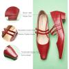 C.Paravano Mary Jane Flats | Low Heel Dress Shoes | Women’s Pumps | Work Shoes Women(Red)