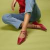 C.Paravano Mary Jane Flats | Low Heel Dress Shoes | Women’s Pumps | Work Shoes Women(Red)