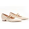 C.Paravano Mary Jane Flats | Low Heel Dress Shoes | Women’s Pumps | Work Shoes Women(White)