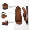 C.Paravano Women Sandals | Women’s Slide Sandals | Comfortable Dressy Flat Sandals | Sandals with Arch Support | Adjustable Buckle Slip On(Brown)