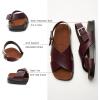 C.Paravano Women Sandals | Women’s Slide Sandals | Comfortable Dressy Flat Sandals | Sandals with Arch Support | Adjustable Buckle Slip On(Burgundy)