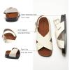 C.Paravano Women Sandals | Women’s Slide Sandals | Comfortable Dressy Flat Sandals | Sandals with Arch Support | Adjustable Buckle Slip On(Cream)