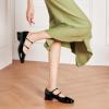 C.Paravano Womens Pumps | Mary Jane Shoes | Square Toe Low Heels | Block Heels(Black)