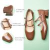C.Paravano Womens Pumps | Mary Jane Shoes | Square Toe Low Heels | Block Heels(Brown)