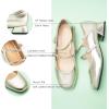 C.Paravano Womens Pumps | Mary Jane Shoes | Square Toe Low Heels | Block Heels(Golden)
