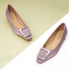 C.Paravano Women’s Pumps Square Toe Low Heels Trapezoid Metal Buckle Closed Chunky Heel Dress Shoes Soft Leather Low Block Heels for Casual Outfits Satin(Purple,9.5)