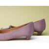 C.Paravano Women’s Pumps Square Toe Low Heels Trapezoid Metal Buckle Closed Chunky Heel Dress Shoes Soft Leather Low Block Heels for Casual Outfits Satin(Purple,9.5)