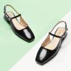 C.Paravano Women’s Slingback Flats | Square Toe Slingback Flats for Women | Block Heel Slingback Sandals | Adjustable Strap Shoes (Size 8.5,New Black)