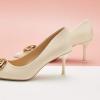 C.Paravano Women’s White Lambskin Pointed Toe Stiletto Heel Pumps, Size 8
