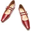 C.Paravano Mary Jane Flats | Low Heel Dress Shoes | Women’s Pumps | Work Shoes Women(Red)