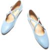 C.Paravano Mary Jane Shoes Women | Round Toe Flat | Ballet Flats | Criss Cross Straps Work Shoes(Blue)