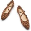 C.Paravano Mary Jane Shoes Women | Round Toe Flat | Ballet Flats | Criss Cross Straps Work Shoes(Leopard)
