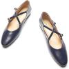 C.Paravano Mary Jane Shoes Women | Round Toe Flat | Ballet Flats | Criss Cross Straps Work Shoes(Navy)