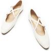 C.Paravano Mary Jane Shoes Women | Round Toe Flat | Ballet Flats | Criss Cross Straps Work Shoes(White)