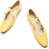 C.Paravano Mary Jane Shoes Women | Round Toe Flat | Ballet Flats | Criss Cross Straps Work Shoes(Yellow)