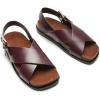 C.Paravano Women Sandals | Women’s Slide Sandals | Comfortable Dressy Flat Sandals | Sandals with Arch Support | Adjustable Buckle Slip On(Burgundy)