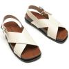 C.Paravano Women Sandals | Women’s Slide Sandals | Comfortable Dressy Flat Sandals | Sandals with Arch Support | Adjustable Buckle Slip On(Cream)