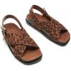 C.Paravano Women Sandals | Women’s Slide Sandals | Comfortable Dressy Flat Sandals | Sandals with Arch Support | Adjustable Buckle Slip On(Leopard)