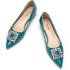 C.Paravano Women’s Crystal Buckle Ballet Flats – Pointed Toe Slip On Dressy Shoes(Peacock Blue_a6)
