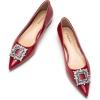C.Paravano Women’s Crystal Buckle Ballet Flats – Pointed Toe Slip On Dressy Shoes(Red_a6)