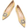C.Paravano Women’s Crystal Buckle Ballet Flats – Pointed Toe Slip On Dressy Shoes(Yellow_a6)