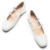 C.Paravano Womens Pumps | Mary Jane Shoes | Square Toe Low Heels | Block Heels(White)