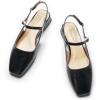 C.Paravano Women’s Slingback Flats | Square Toe Slingback Flats for Women | Block Heel Slingback Sandals | Adjustable Strap Shoes (Size 8.5,New Black)