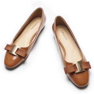 C.Paravano Flat Shoes for Women | Women’s Flats | Ballet Flats | Dress Shoes for Women(Orange Brown)