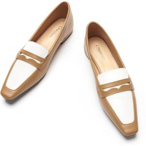 C.Paravano Loafer Women Penny Loafers Flat Shoes for Women Slip On Shoes Crocodile-Embossed(B-beige)
